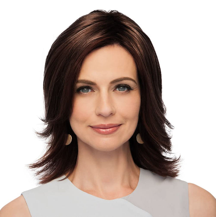 Top Pefect Hair Topper Color GL 4-8 DARK CHOCOLATE - Gabor Wigs 10 Long Clip In Flexlite Synthetic Conceals Thinning Crown Head Hairpiece
