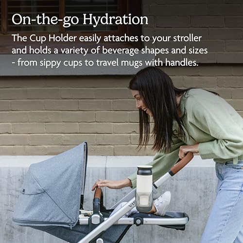 UPPAbaby Cup Holder for Vista, Cruz, Minu and Minu Duo Strollers/Quick Attachment/Holds Beverages of Various Sizes/Folds Attached