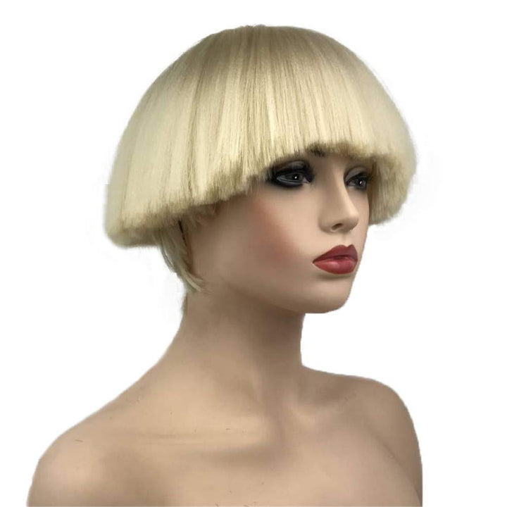 #613: Aimole Short Yaki Straight Synthetic Wigs Blonde Mushroom Head Wig Bowl Haircut Wigs Bob