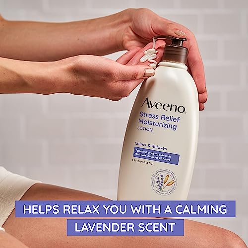 Aveeno Stress Relief Moisturizing Body Lotion with Lavender Scent, Natural Oatmeal to Calm & Relax, Non-Greasy Daily Stress Relief Lotion, 18 fl. oz (Pack of 3)