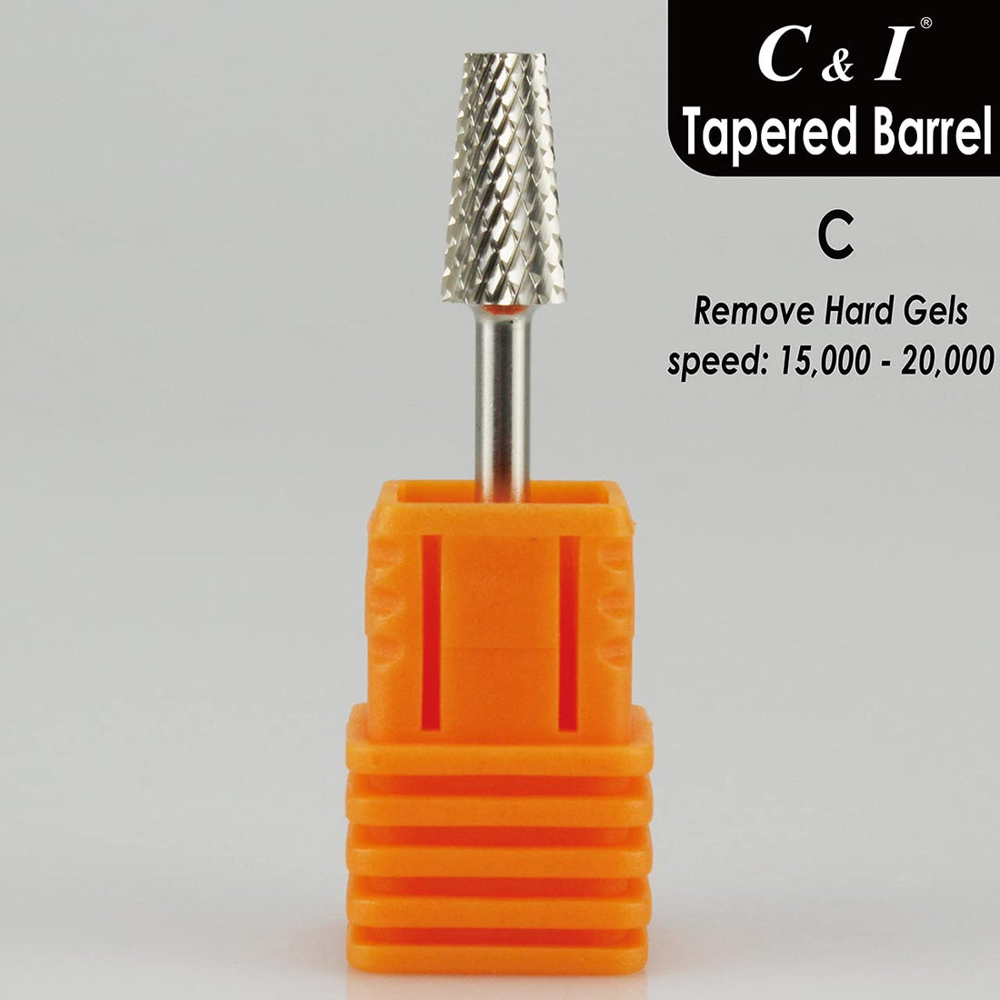 C & I Tapered Barrel Nail Drill Bit for Electric Nail Drill Machine of Nail Art (Grit Coarse, Silver)