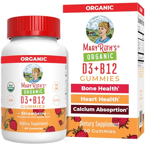 MaryRuth Organics's Vitamin D3 B12 Gummies | USDA Organic | 2 Month Supply | Vitamin D & B12 Vitamin Supplements for Adults & Kids | Bone Health | Healthy Energy Levels | Non-GMO | 60 Servings