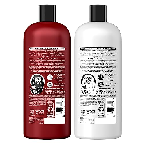 TRESemmé Shampoo and Conditioner, Keratin Smooth – Anti-Frizz Hair Products for Sleek Hair, 28 Oz Ea