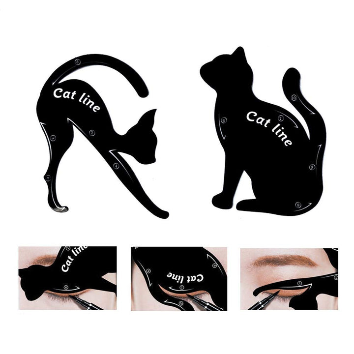 TailaiMei 12 Pcs Cat Eyeliner Stencils, Matte PVC Material Smoky Eyeshadow Applicators Template Plate, Cat Shape Eye liner & Eye Shadow Guide Template Tool