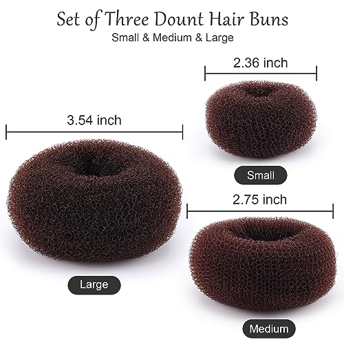 HOFASON Hair Bun Maker Donut 12 Pcs, Medium Sock Bun Doughnuts for Ballet Style Buns, Long Hair Accessories Bulk Ring Shaper for Women and Girls (Size M / 2.75 Inch, Brown)