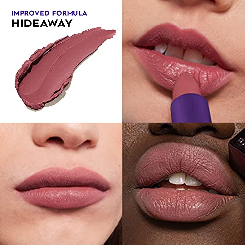 URBAN DECAY Vice Hydrating Lipstick (Hideaway - Deep Nude Mauve - Matte Finish), Creamy Formula, Moisturizing Lip Color with Aloe Vera & Avocado Oil, Vegan, Cruelty-free - 0.11 oz