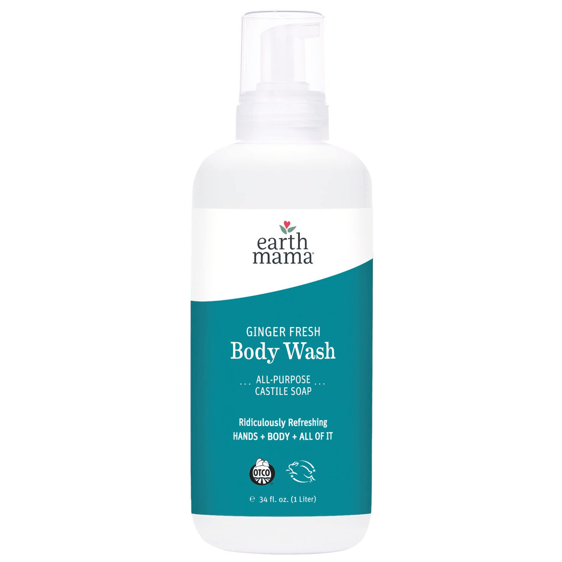 Earth Mama Angel Baby Happy Body Wash Fresh Castile Soap Liter, Ginger Citrus, 34 Fluid Ounce