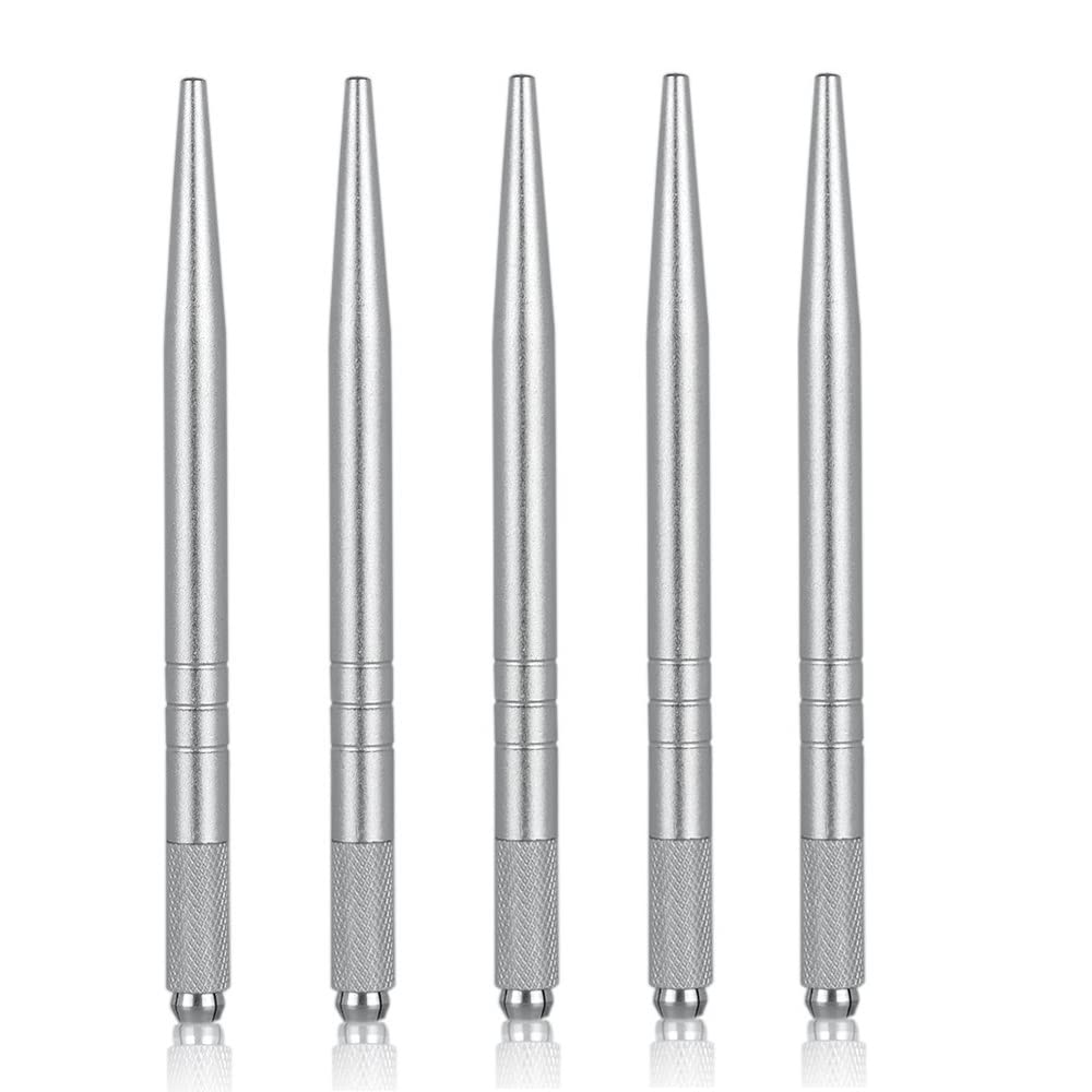 Pinkiou 3D Microblading Pen Silver Manual Tattoo Eyebrow Pen 5 Pieces For Permanent Makeup Supplies Machine Tool