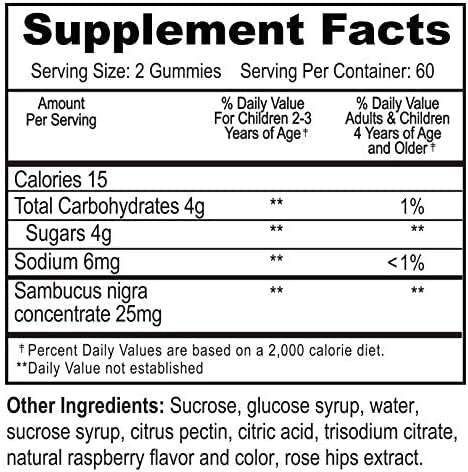 Natvites Elderberry Pectin Gummies for Kids Immune Boosting with Vitamin C & Vitamin D3, Non-GMO, Gluten-Free, Vegan, Nut-Free, Dairy-Free, 120 Gummies (Pack of 1)