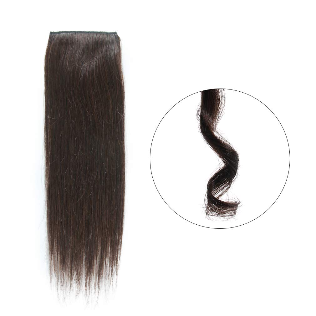 2 Pieces Black Human Hair Clip in Hair Extensions 14inch,Straight Hairpiece About 25g/pc,Cand Be Dyed