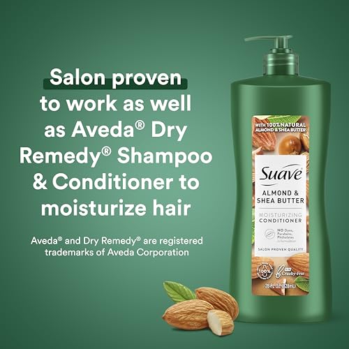 Suave Moisturizing Conditioner with 100% Natural Almond & Shea Butter, No Dyes, No Parabens, No Phthalates, 28 oz Pack of 4