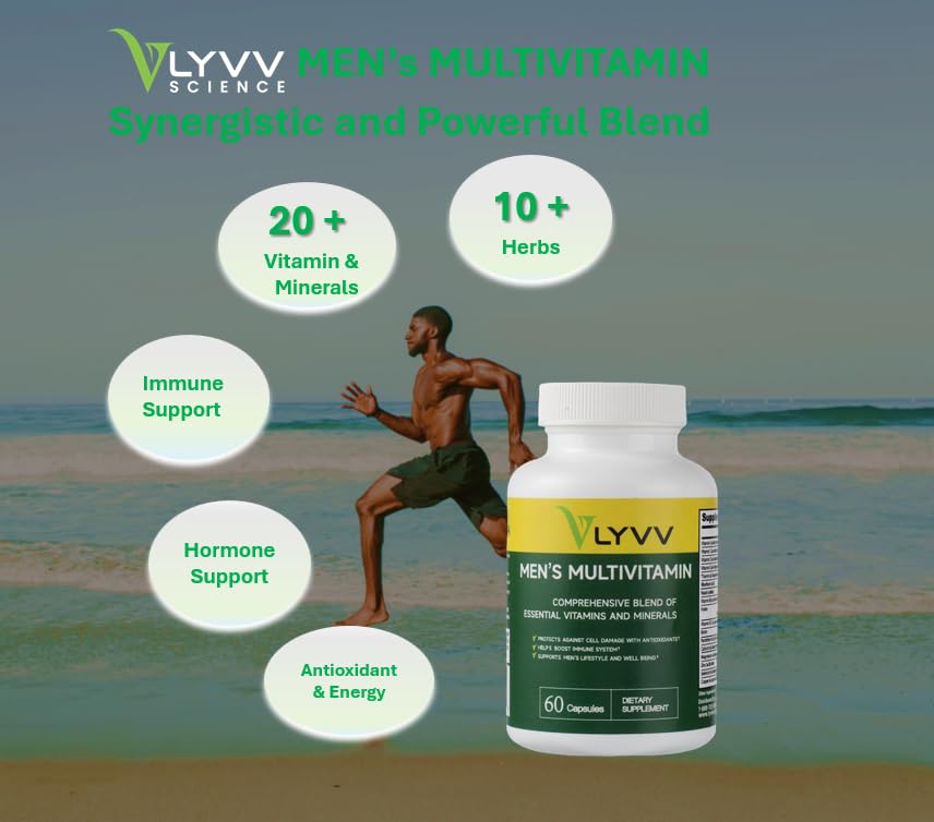 Lyvv Men's Multivitamin, Comprehensive Blend of Essential Vitamins and Minerals, 60 Capsules