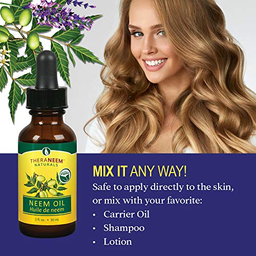 TheraNeem Naturals Neem Oil | for Healthy Skin, Hair, Nails & More | Certified Organic, 100% Pure Unrefined, Cold Pressed Neem Seed Oil | 1 fl. oz