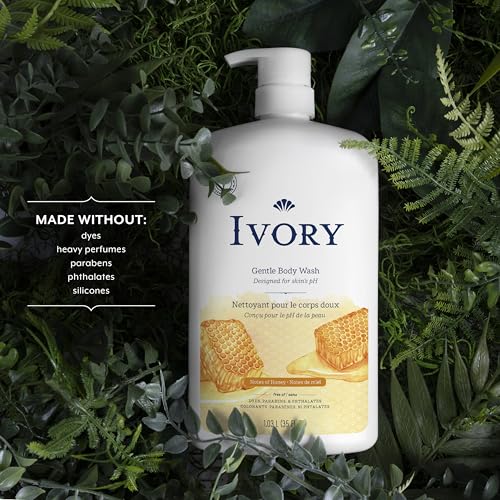 Ivory Body Wash Gentle, Free of dyes, parabens, and phthalates, Honey Scent, 35 oz