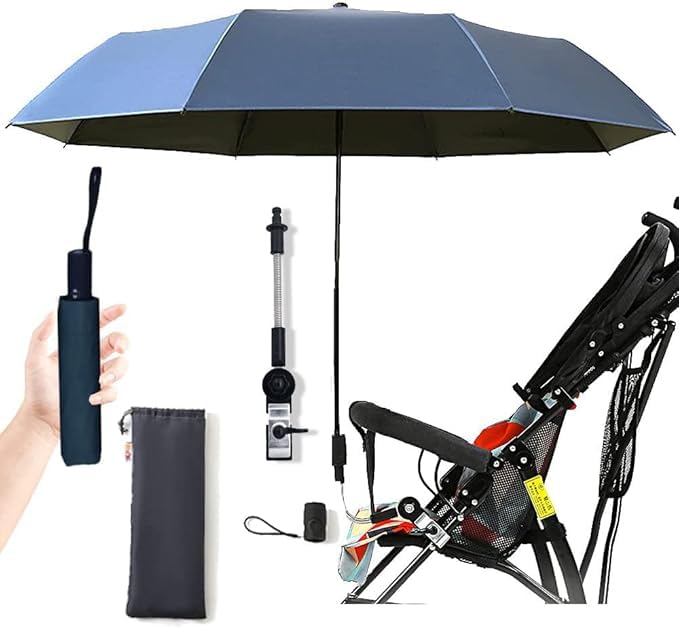 Nakazawa Universal Baby Parasol, Baby Stroller Sun Shade Sun Protection Sun Shade for Strollers, Waterproof Umbrella for Trolley Bike Wheelchair Buggy Fishing, Bicycle Umbrella with Holder Clip Clamp