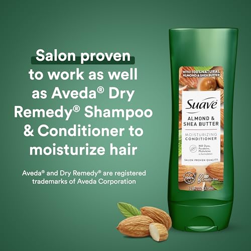 Suave Shampoo and Conditioner Set, Almond & Shea Butter - Moisturizing Shampoo & Conditioner, Dry Hair Treatment, Scented, 12.6 Oz Ea (2 Piece Set)