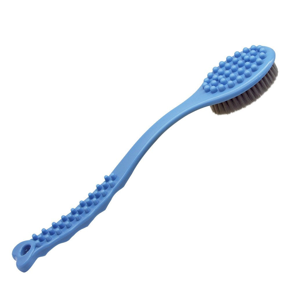 QiCheng&LYS Blue: Handheld Bath Brush With Long Handle Shower Brush-Soft & Comfortable Dry Skin Body Massage Brush Back Exfoliation Brushes (Blue)