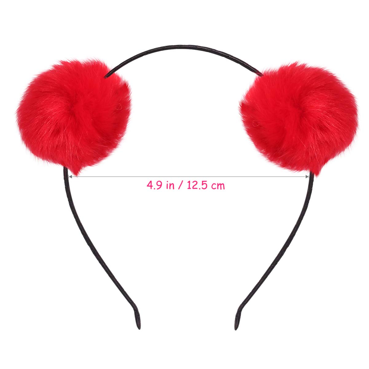 Frcolor Furry Headband, Pom Pom Ball Cat Ear Headband for Halloween Christmas Party Birthday Cosplay, 3Pcs