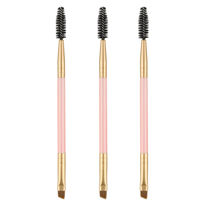 GPLUS 3 Pieces Double Handle Eyebrow Brush Spoolie and Eyebrow Comb Apply for Brow Powder Brow Powders Waxes Gels and Blends (2 Pink+ 1 Black)