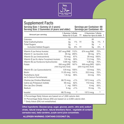 Halal Vitamins, Kids Vitamins, Kids Multivitamin Gummies Noor Vitamins: Vitamin C for Kids, D3, and Zinc for Immunity, B6 B12 for Energy. Non-GMO, Halal Gummies - 90 Count Gummy Vitamins for Kids