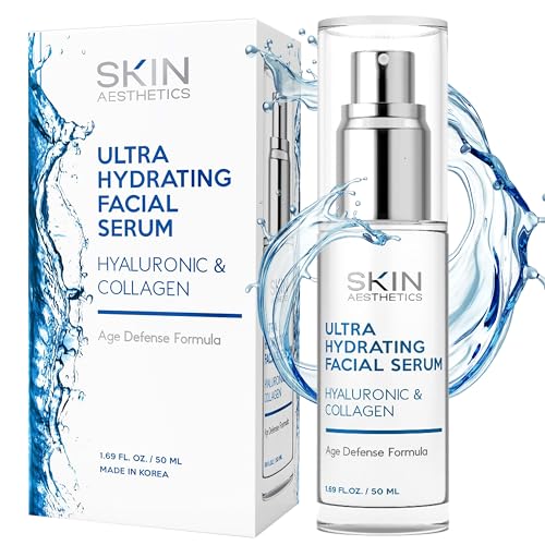 Skin Aesthetics Hyaluronic Acid & Collagen Face Serum - Anti-Aging, Hydrating, Fine Lines, Wrinkles & Acne Scar Treatment - Dermatologist Tested Korean Skincare - Clean Beauty, Cruelty-Free - 1.69 oz