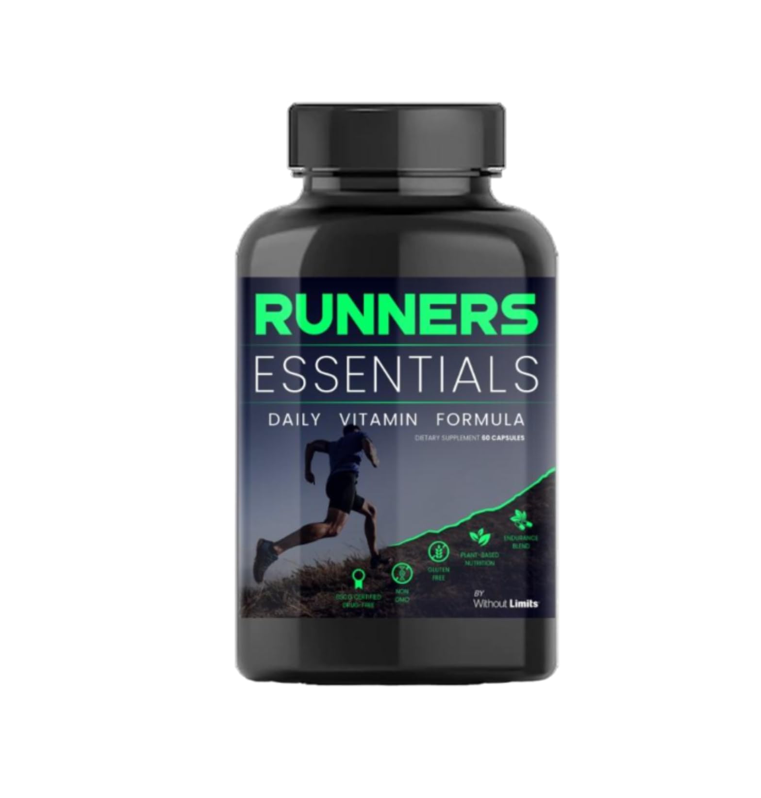 Without Limits Runners Essentials Daily Vitamin Formula - Runners Daily Vitamin - One Month Supply - 60 Capsules