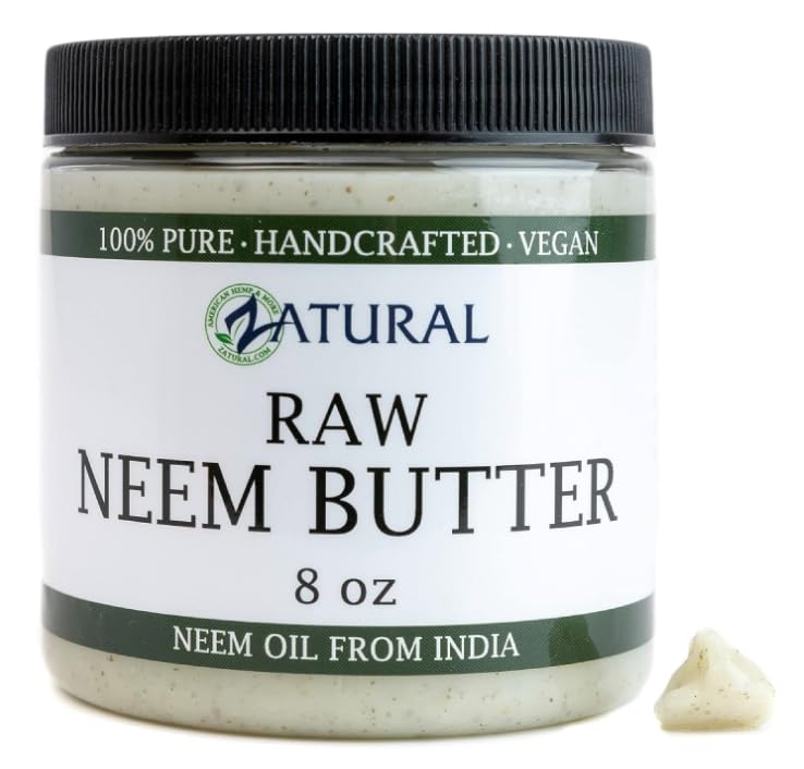 Naked Neem Organic Neem Butter with Organic Neem Oil, Extract and Leaf Calm Sensitive Skin, Itchy Skin and More Handcrafted in Small Batches, 8 oz.