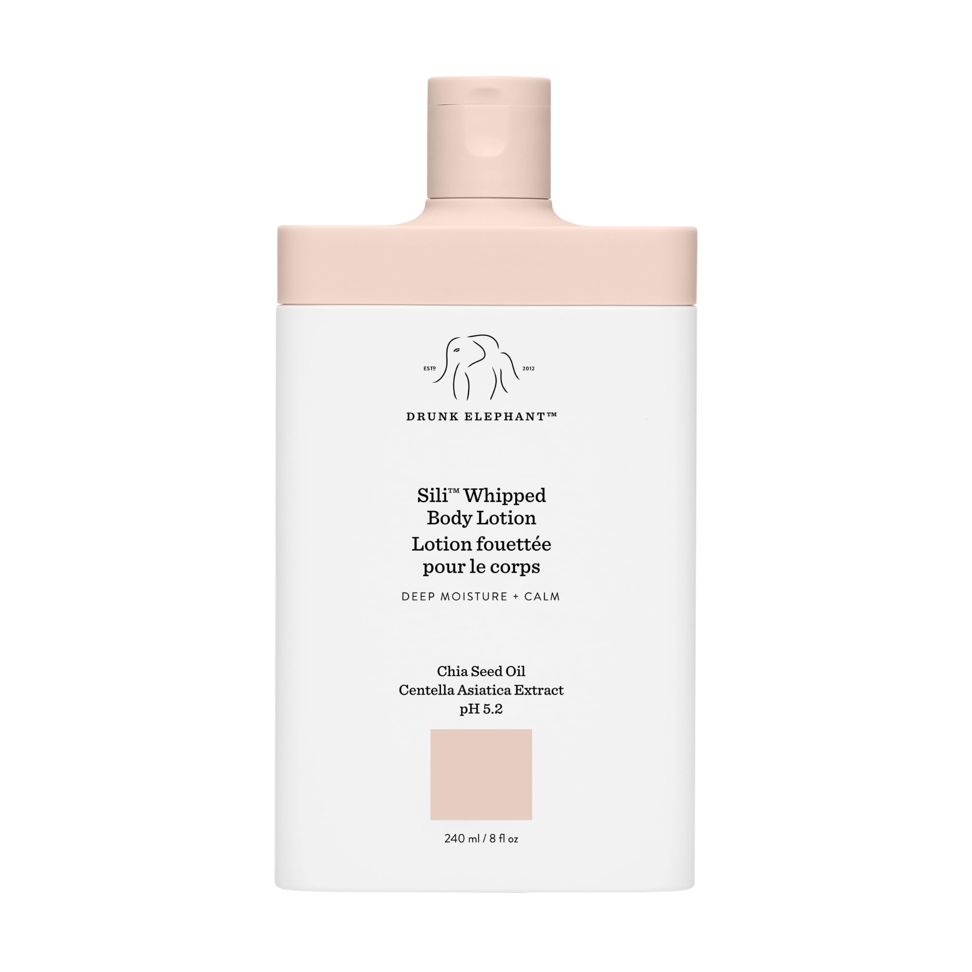 Drunk Elephant Sili Whipped Body Lotion - 240 ml/8 fl oz - Rich Daily Moisturizing Lotion - Clean Clinical Skincare - Cruelty-Free - Free of Essential Oils, Silicones, and Fragrance