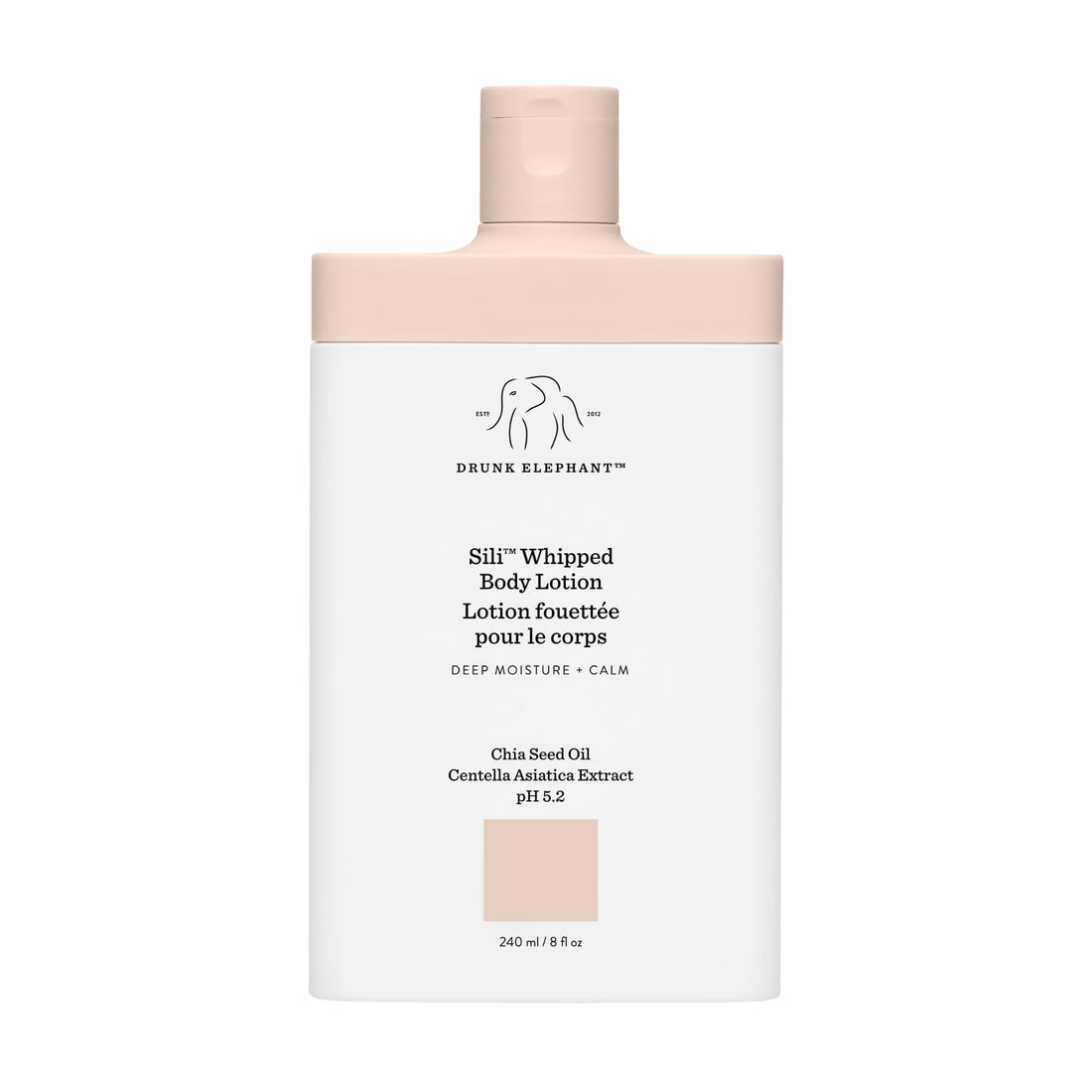 Drunk Elephant Sili Whipped Body Lotion - 240 ml/8 fl oz - Rich Daily Moisturizing Lotion - Clean Clinical Skincare - Cruelty-Free - Free of Essential Oils, Silicones, and Fragrance