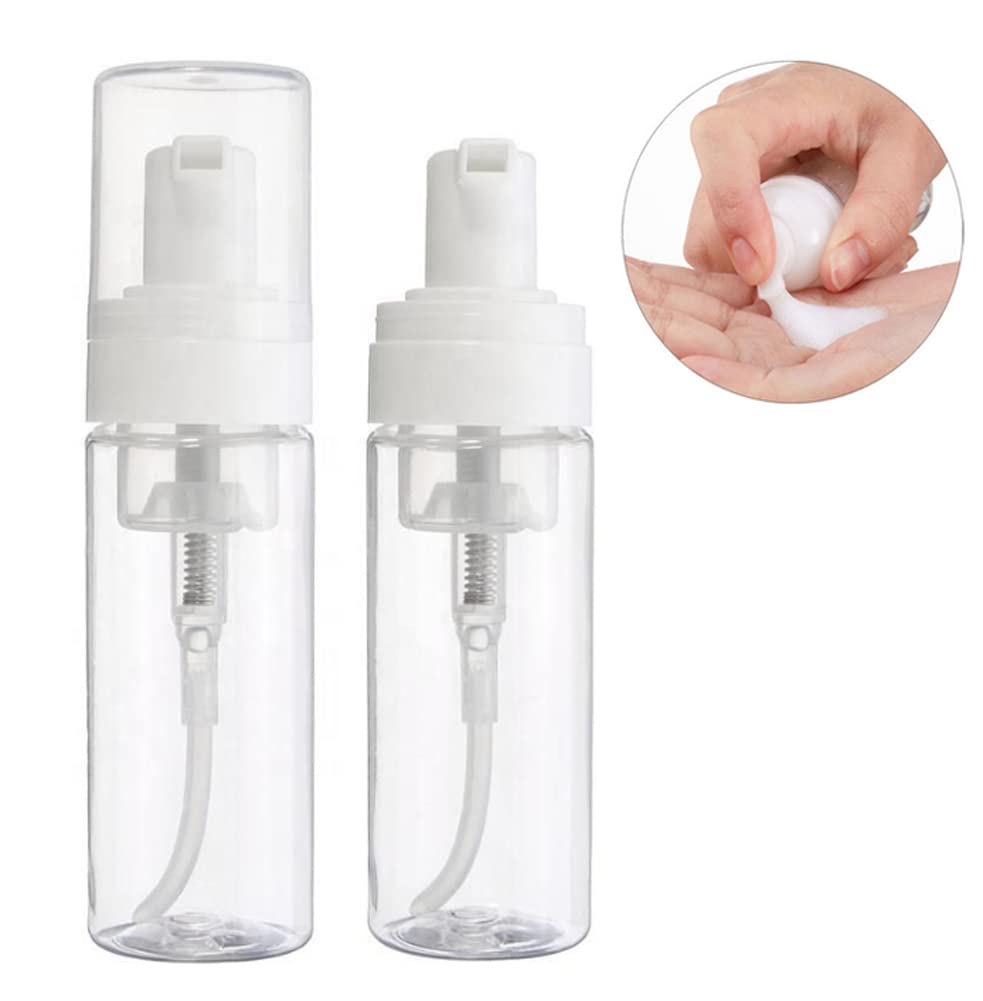 ASTRQLE 3Pcs 100ML 3.4oz Empty Clear Plastic Press Foaming Soap Pump Dispensers Spray Bottle Containers with Atomizer for Soap Foam Lotion Bathroom Accessory