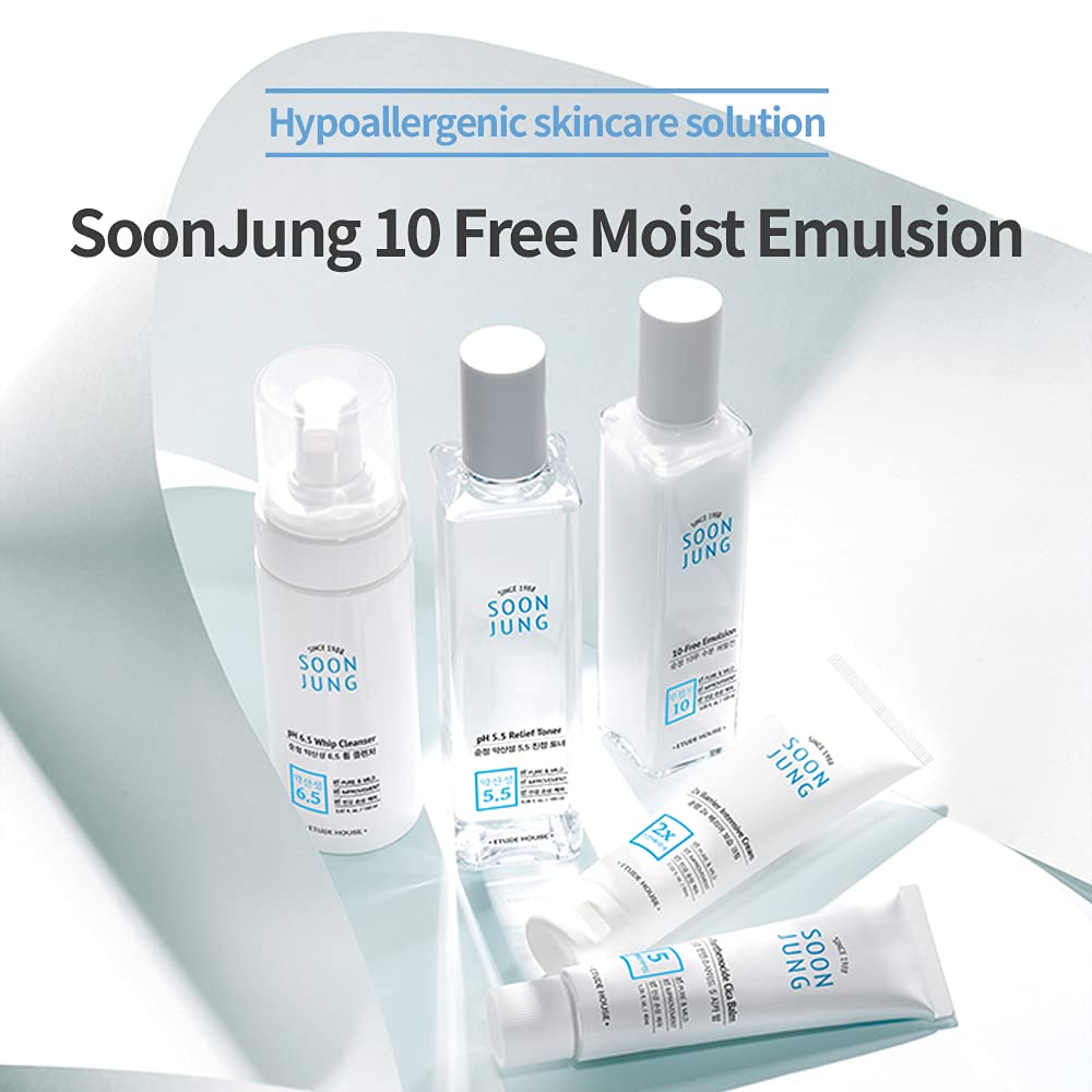 ETUDE SoonJung 10 Free Moist Emulsion 130ml 21AD | Hypoallergenic Non-Irritating Hydrating Emulsion for Skin Damage Care and Relaxation | Korean Skin Care