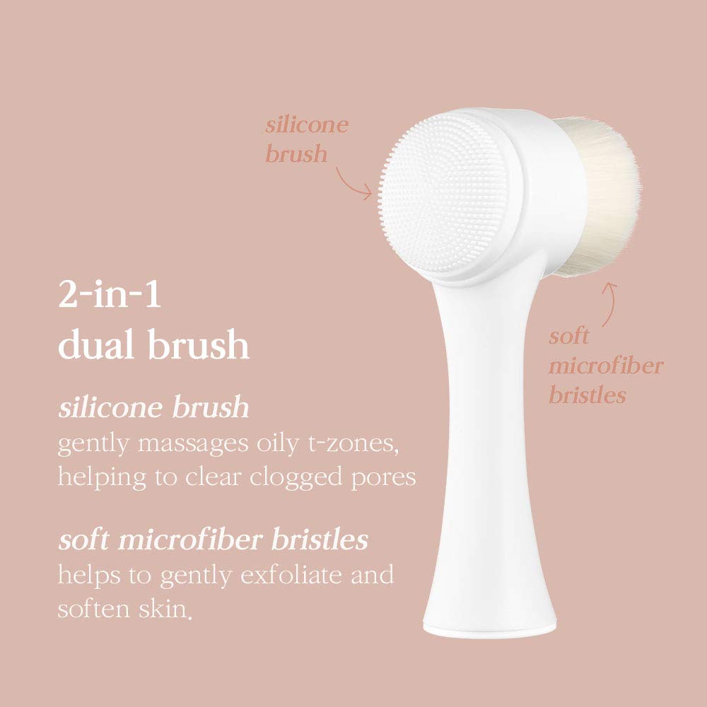 NOONI Pore Cleansing Dual Brush 3.36 ounces, Facial wash brush, Deep ore cleansing, Soft bristle cleansing brush tools, Exfoliate skin, Deep scrubbing tools, Silky and foamy cleanser, Remover makeup