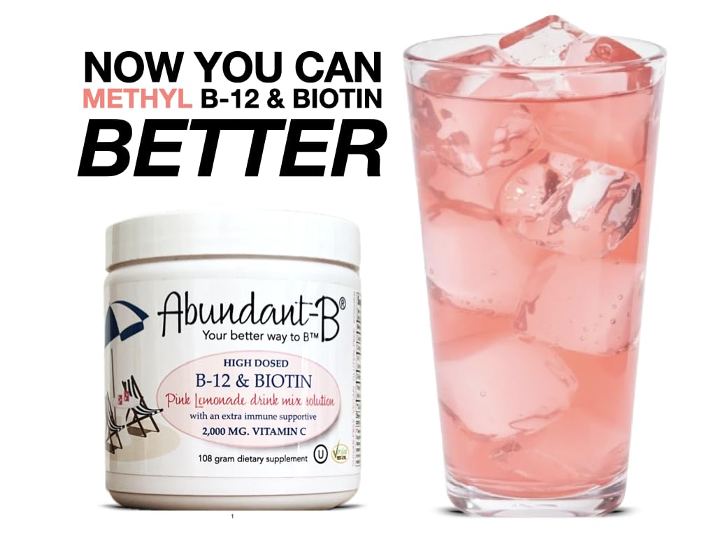 Sufficient-C Abundant-B High-Dose Methyl B-12 and Biotin Pink Lemonade Energy Drink Mix Solution - Flavor w/Function in Each Refreshing sip!