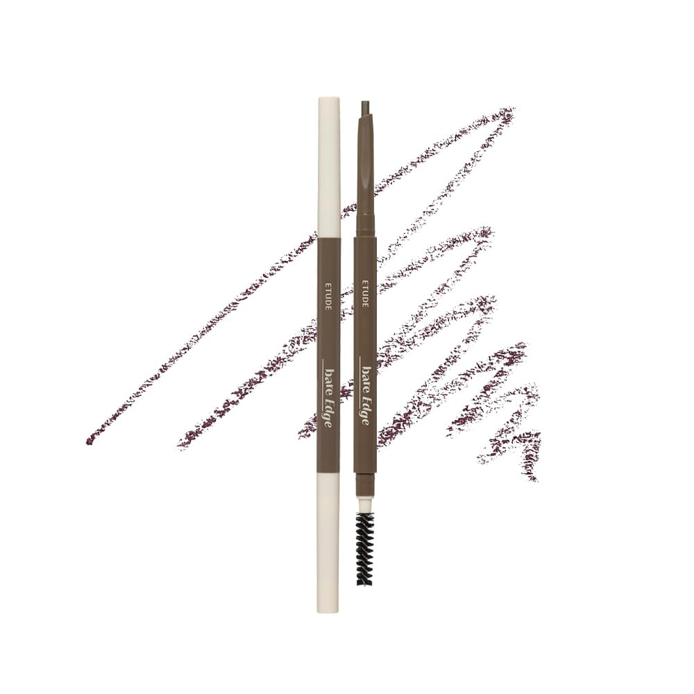 ETUDE Bare Edge Brow Pencil - Dark Brown | A hexagon-shaped slim brush that delicately coats every strand of eyelashes | Brow Mascara | Zero Clump & No Bushy Brows, Korean Makeup, Kbeauty