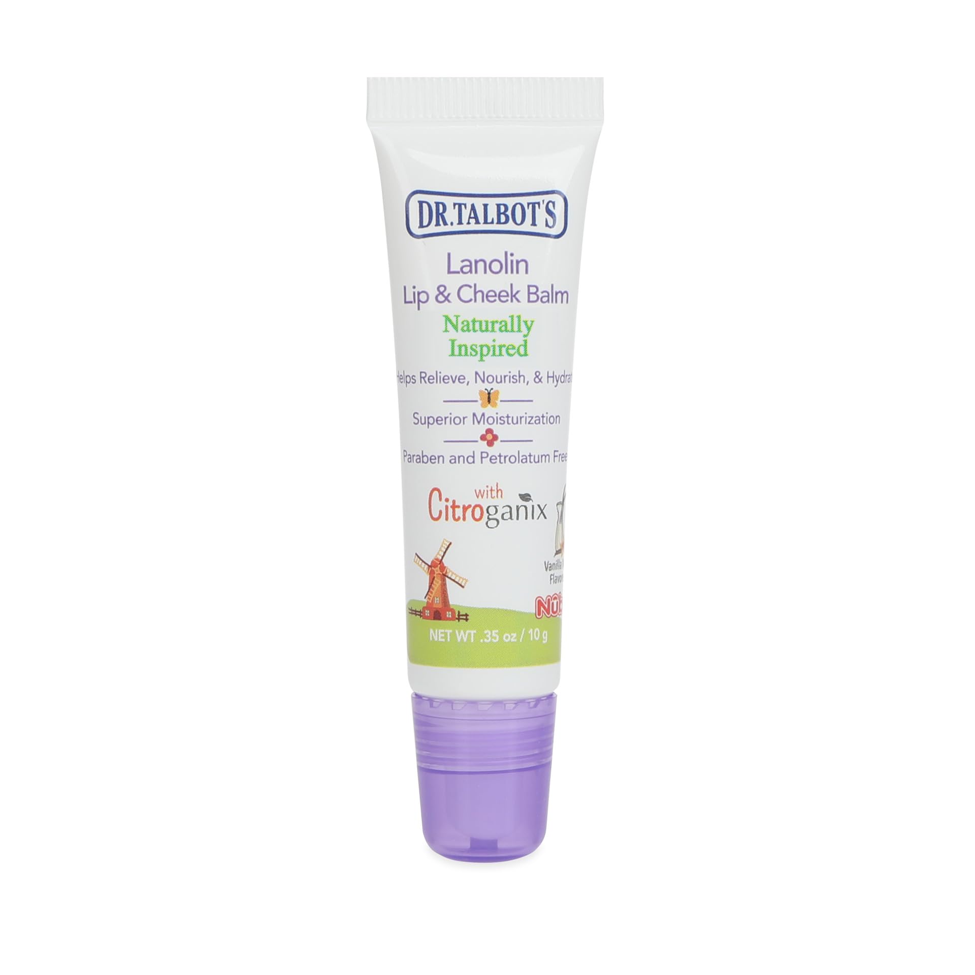 Dr. Talbot's Lanolin Lip & Cheek Balm for Baby, Naturally Inspired with Citroganix,Vanilla Milk Flavor, 2 Pack, 0.35 Ounce