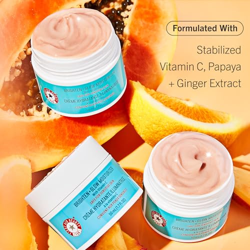 First Aid Beauty - Brighten + Glow Moisturizer with Vitamin C, Visibly Enhance Natural Healthy Glow for All Day Hydration, Lightweight Texture, Safe for Sensitive Skin, 1.7 oz