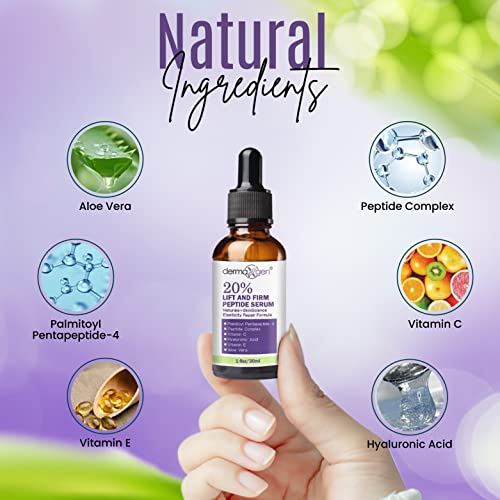 Dermaxgen Lift And Firm - 20% Peptide Serum, Matrixyl 3000 Serum - Pure Organic Powerful Triple Combination Serum/Anti-aging, Facial Aged Wrinkles Serum - 1 Fl Oz