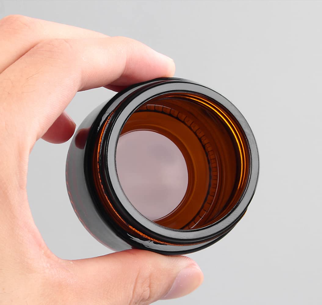 Ericotry 10Ml: 6Pcs 10Ml Amber Glass Jar Empty Refillable Cosmetic Face Cream Lip Balm Storage Jars Bottle Container Pot with Liners and Screw Black Lid for Make Up Essential Oils Lotion