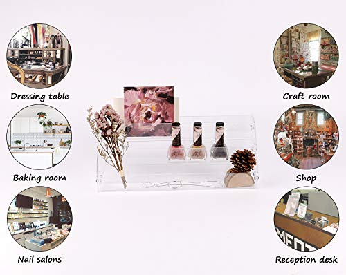 Yebeauty Clear Nail Polish Display Holder 2PCS 3 Layers, Acrylic Organizer Storage Tray Rack Stand Holder for Cosmetic Eyeglasses Lash Display