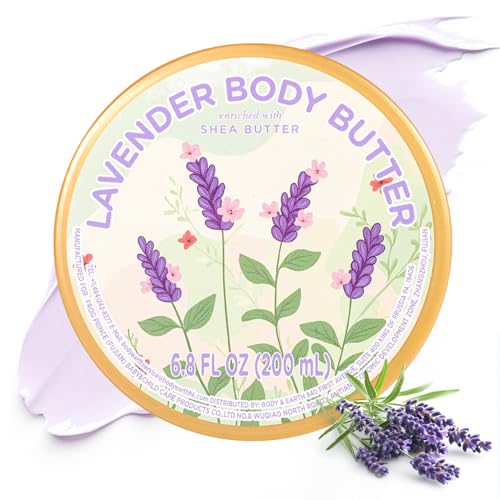 puresoak bath Lavender Body Butter, Natural Body Butter for Men Women Smell Good, Lavender Scented Shea Butter Body Cream, Body Moisturizer for Dry Skin 6.8 floz