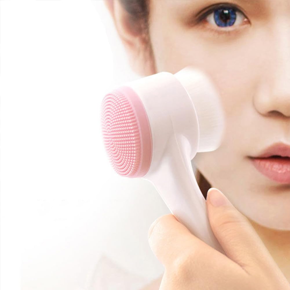 AKOAK 1 Pack Double-sided Cleansing Brush, Silicone Manual Cleansing, Deep Cleansing, for Pore Cleaning, Exfoliating, Blackhead Removal and Massage