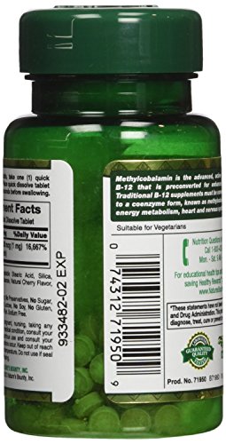 Natures Bounty Methylcobalamin B12 Microlozenge Tablets, 1000 mcg, 120 Count), 60 Count (Pack of 2)