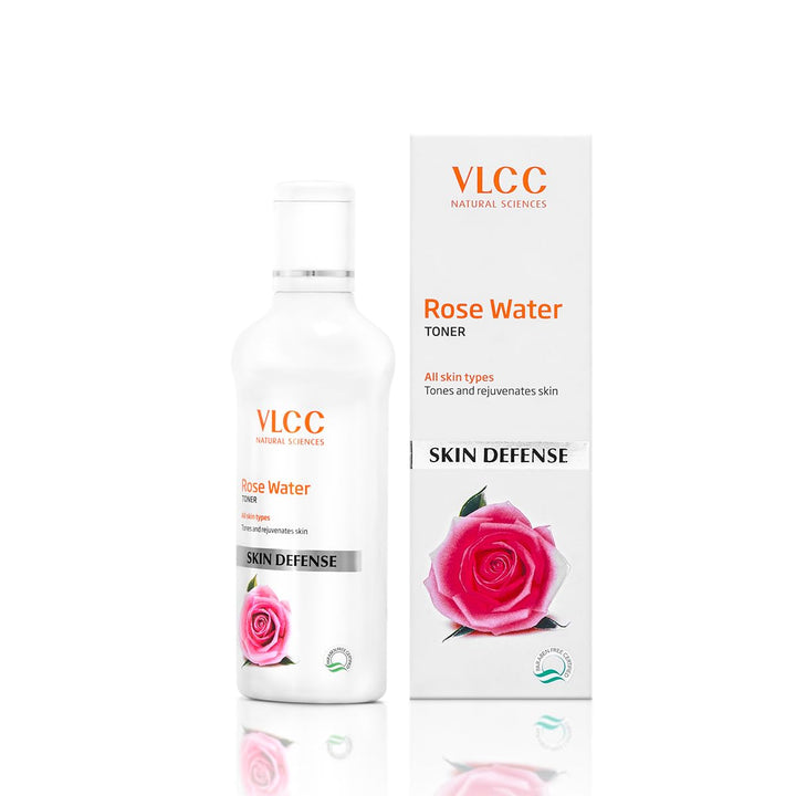VLCC Rose Water Toner - 100ml - Tones & rejuvenates skin | Helps maintain skin's pH balance | Helps tighten the pores and gently tones the skin | With Rose, Aloe vera, Mint, Date fruit.
