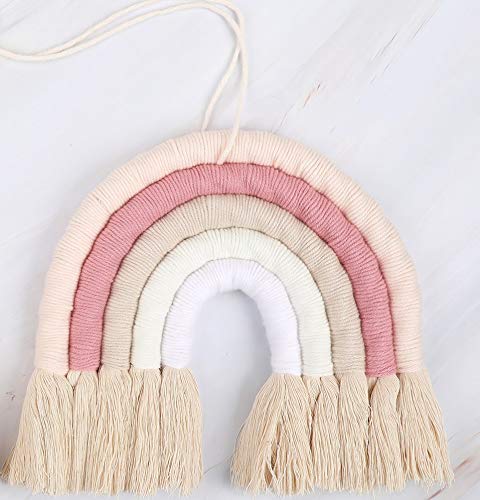ZWA Rainbow Wall Hanging,Rainbow Wall Art,Handmade Macrame Rainbow Wall Decor for Nursery Kids Room Home Decor