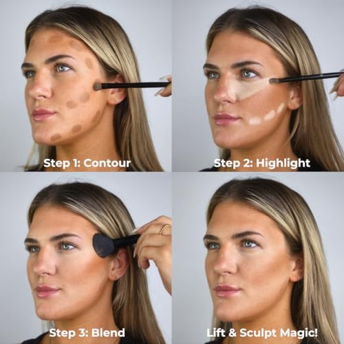 W7 Lift & Sculpt Cream Contour Kit - Concealing, Highlighting & Contouring Makeup Palette - Step-by-Step Instructions Included