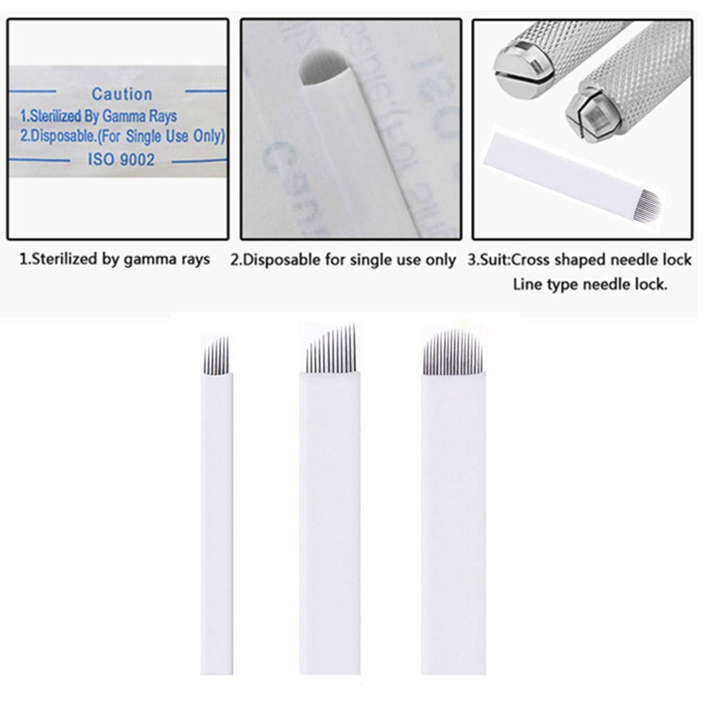 Microblading Needles - Tazay 60pcs S7,S12,U18 Assorted Permanent Makeup Manual Eyebrow Tattoo Needle Microblading Blades for Microblading Supplies,Microblading Kits