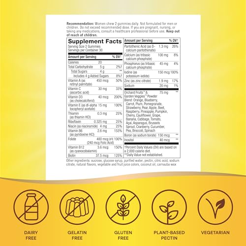 Nature's Way Alive! Women’s Gummy Multivitamin, 16 Vitamins & Minerals, Energy Metabolism*, Hair Skin & Nails*, Vegetarian, Mixed Berry Flavored, 60 Gummies - 2 Pack