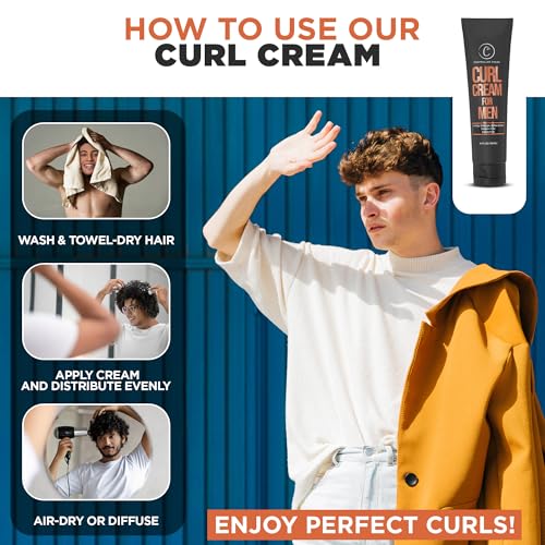 Controlled Chaos Curl Cream for Men - Hair Styling Cream For Wavy and Curly Hair With Shea Butter, Jojoba Oil, Coconut Oil, Add Smoothness, Anti-frizz, Sulfate-Free Curl Cream (3.4oz)
