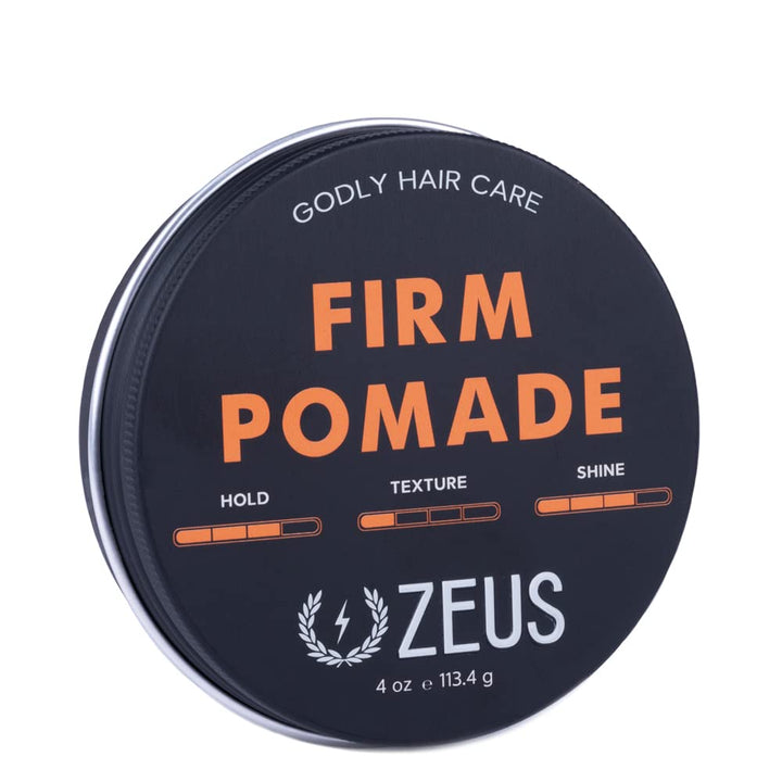 Zeus Firm Hold Pomade for Men - 4.0 Oz Jar - Paraben Free - Firm Hold Styling Pomade for All Hair Types