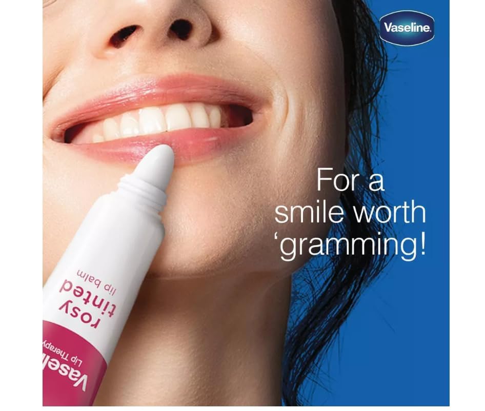 Lip Therapy - Rosy Lips by Vaseline for Women - 0.7 oz Lip Balm (Pack of 3)